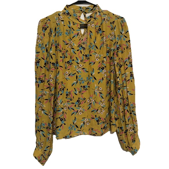 Maeve by Anthropologie Meadowsweet Sz 2 Yellow Floral Keyhole Neck Blouse - Picture 4 of 8